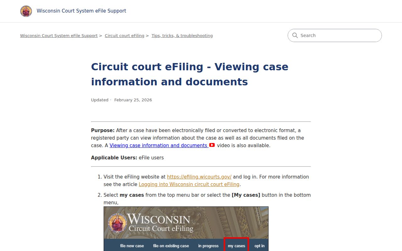 Monroe County case search eFiling viewing workflow
