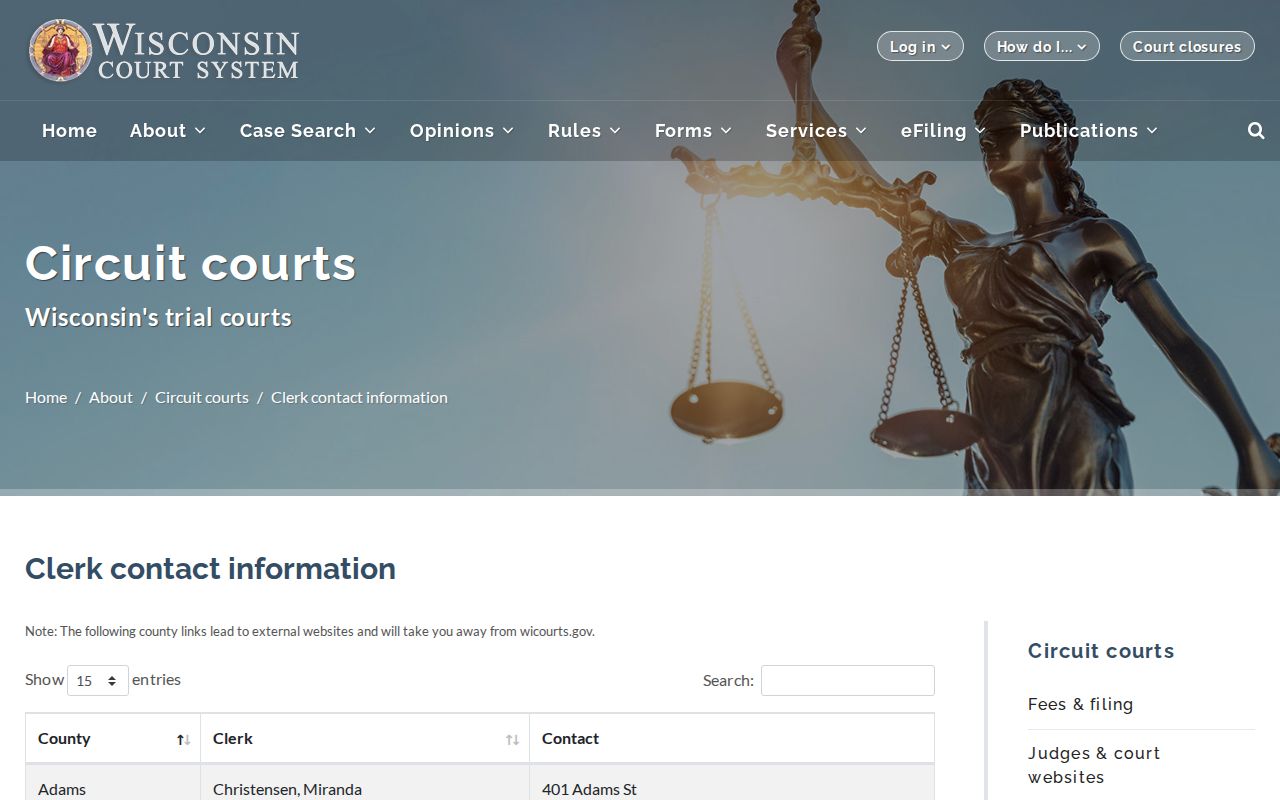 Monroe County court calendar clerk directory listing