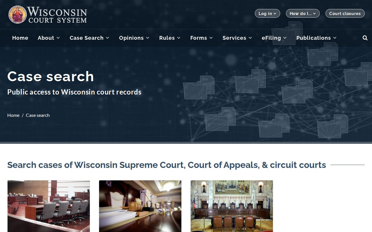 Monroe County court docket official state search landing page