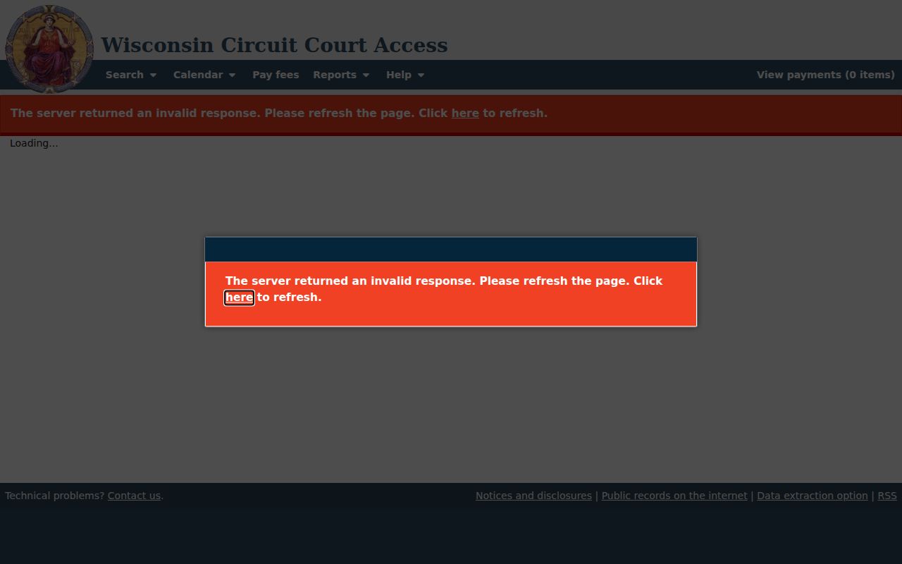 Monroe County court docket WCCA case summary interface